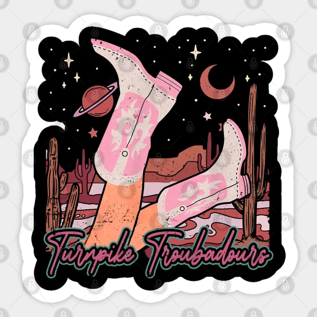 Turnpike Troubadours Cowgirl Mountains Vintage Sticker by Beetle Golf